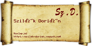 Szilák Dorián névjegykártya